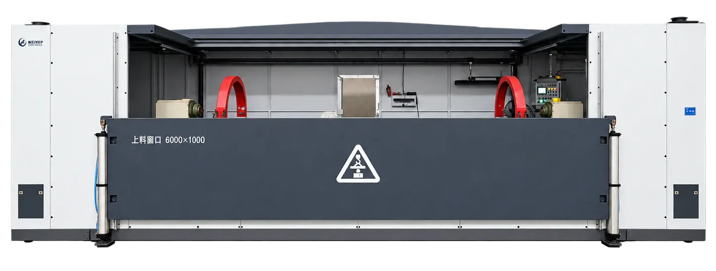CQE-10000 crankshaft magnetic particle inspection machine with its loading window