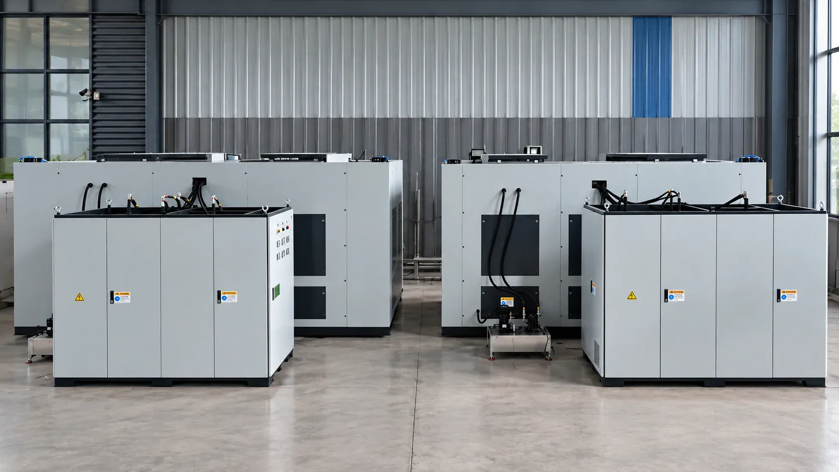 Two magnetic particle inspection machines with their power cabinets in the Yuqi workshop
