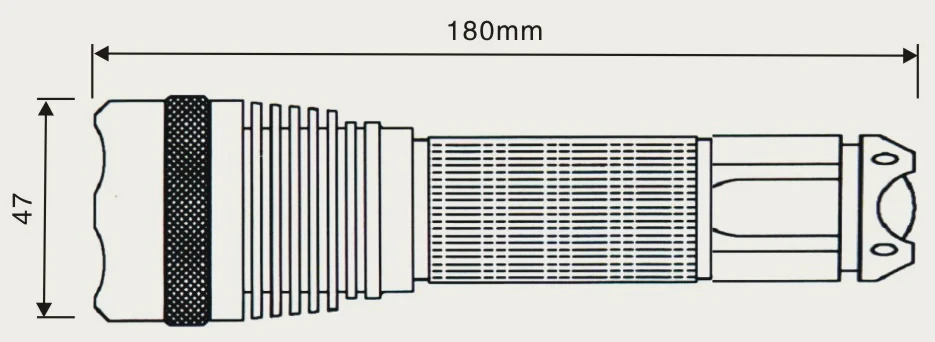 SJ-2000 UVLED365 dimension drawing: 180 mm long, 47 mm in diameter
